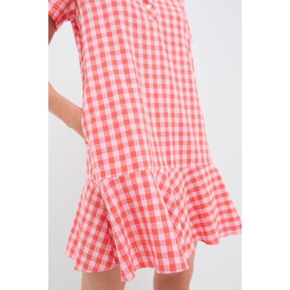 TUCKERNUCK Orange and Pink Seersucker Short Sleeve May Dress Size S NWT - Picture 5 of 7